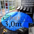 SUPER Capa para Piscina PP/PE Cor Azul / Preto 3,0x3,0 + 7 MolaFix + 7 LonaFix + 1 Bóia SUPER Capa para Piscina PP/PE Cor Azul / Preto 3,0x3,0 + 7 MolaFix + 7 LonaFix + 1 Bóia